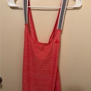 adidas Pink Striped-Strap Athletic Tank Top